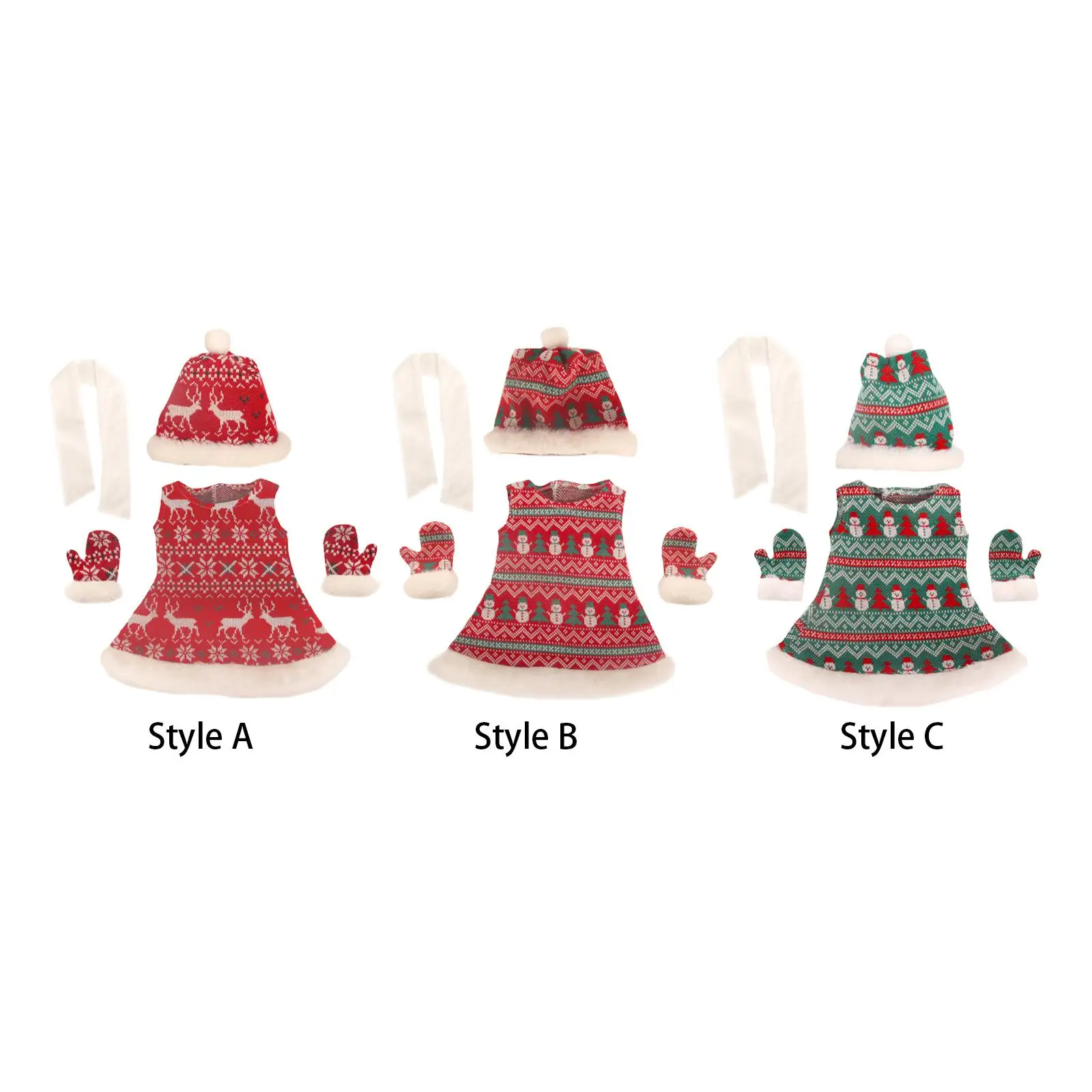 Doll Christmas Clothing Set Fashion Dresses Hat for Birthday Gift Baby Dolls