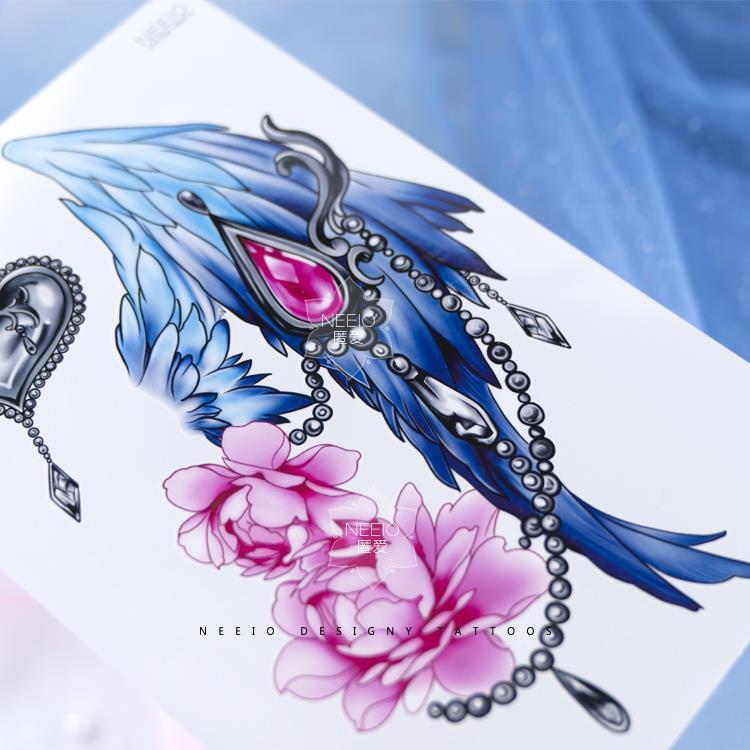 Cartoon Edelstein Flügel Tattoo Aufkleber dauerhafte gefälschte Tätowierung für Frau Arm temporäre Tätowierung sexy Kunst Faux Tattoos wasserdichte Tatuajes – Detail 5