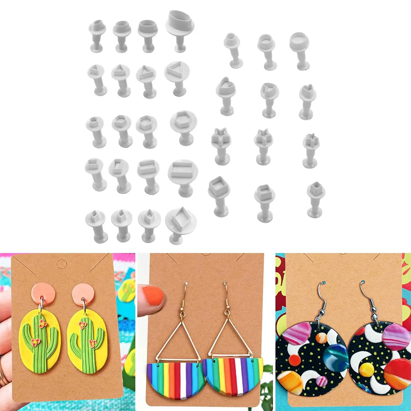 Polymer Clay  Baking , Handmade Clay Earring  with Earring Cards and Hooks for Fondant Cake Biscuit Baking Designer Pastry