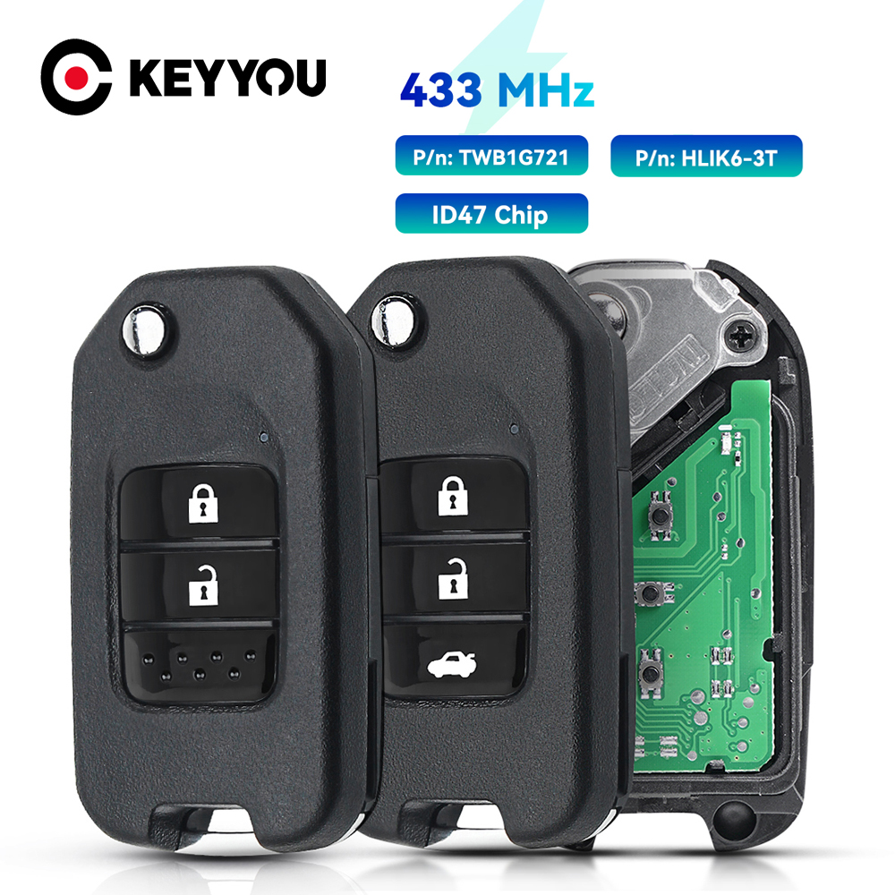 KEYYOU A/G Für Honda Civic Accord City CR-V Jazz XR-V Vezel HR-V FRV Spirior JADE ID47 Fernbedienung Auto Schlüssel 433MHz HLIK6-3T / TWB1G721 – Detail 3