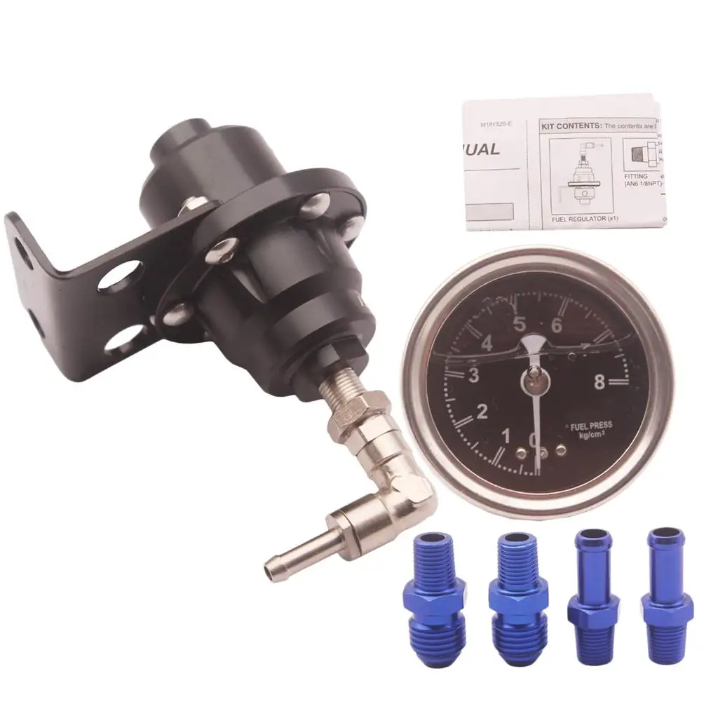 Universal Adjustable Fuel Pressure Regulator 0-160 Psi Car Auto W/ Gauge