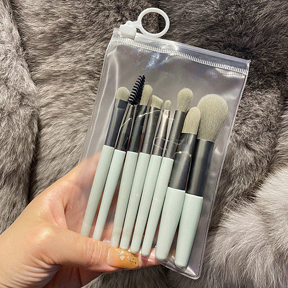 Travel Makeup Brush 4-Piece Set | Carry-On Kit | Small, Compact Design Silver