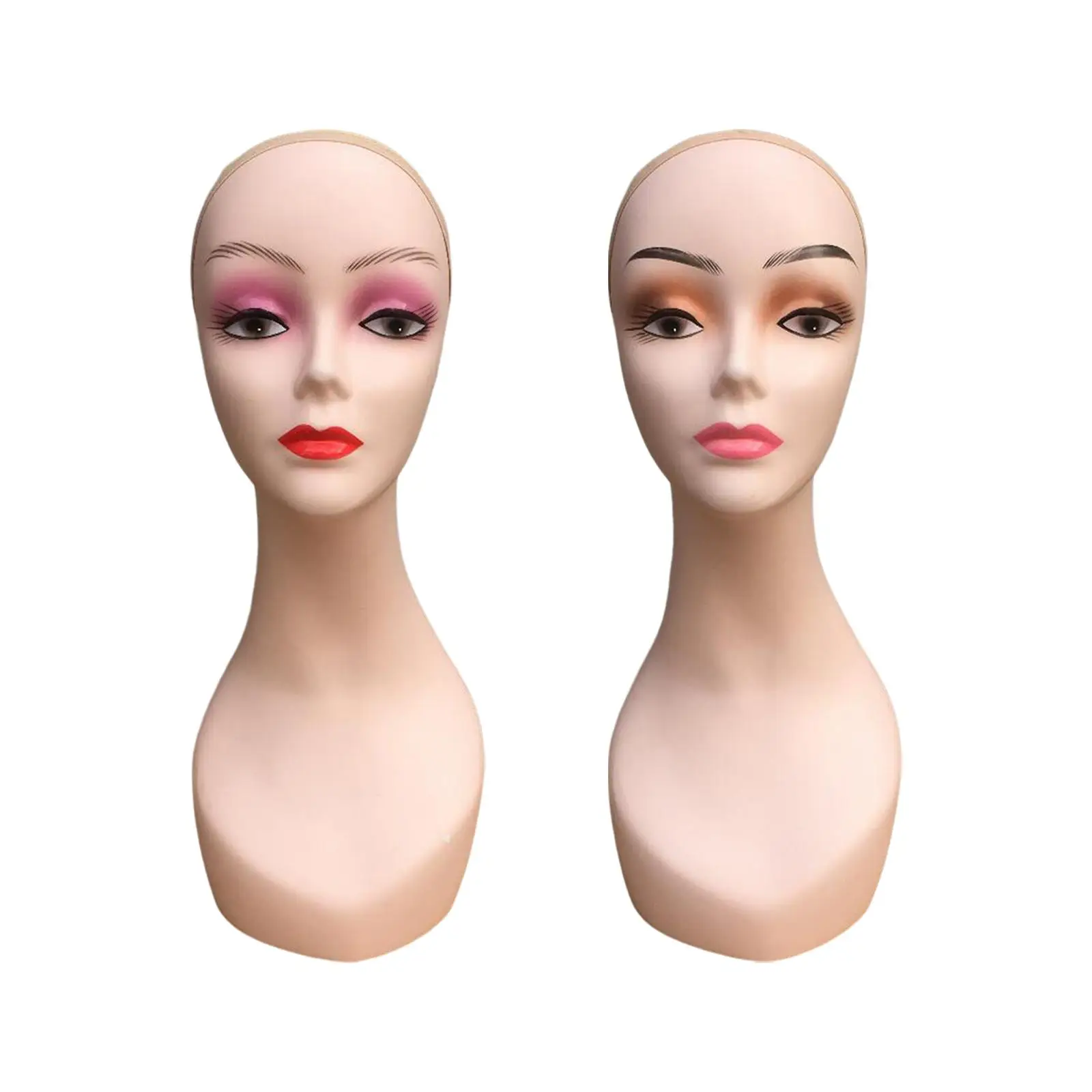 Women Mannequin Head with Makeup Durable Female Manikin Wig Head Stand for Headscarves Hairpieces Necklaces Jewelry Glasses Hats