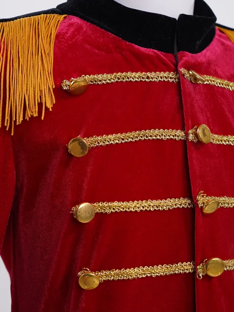 iEFiEL Kids Boys Honor Guard Uniform Tops Halloween Costume Marching Band  Tassel Jacket Coat Red 12 
