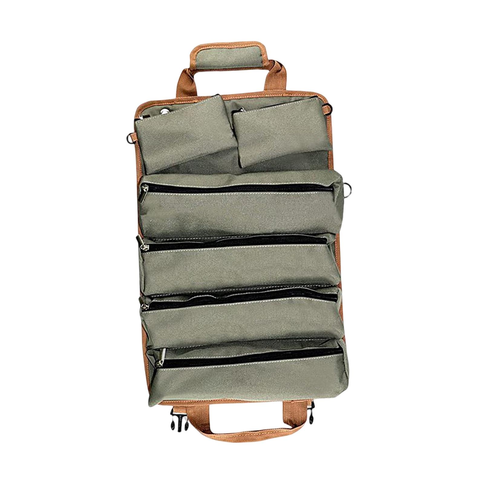 Oxford Cloth Tool Bag Rolling Multifunctional Small Tool Bag Maintenance Tool Bag with Zipper Case for Hiking Home Dad Gifts