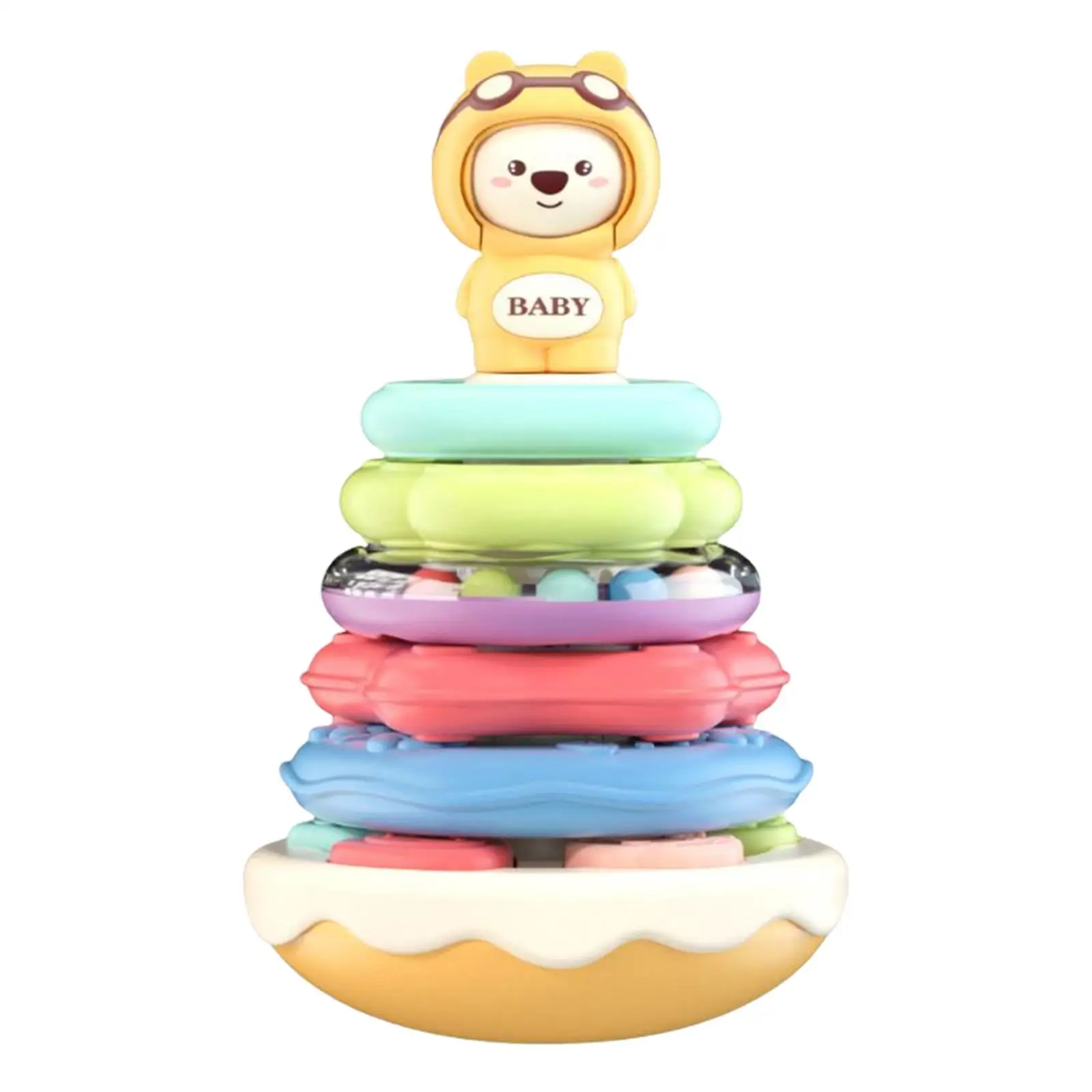 Tumbler Stacking Tower Shape Match Montessori with Music Nesting Circle Toy  Change Rattle Toy for 3-12 Month 