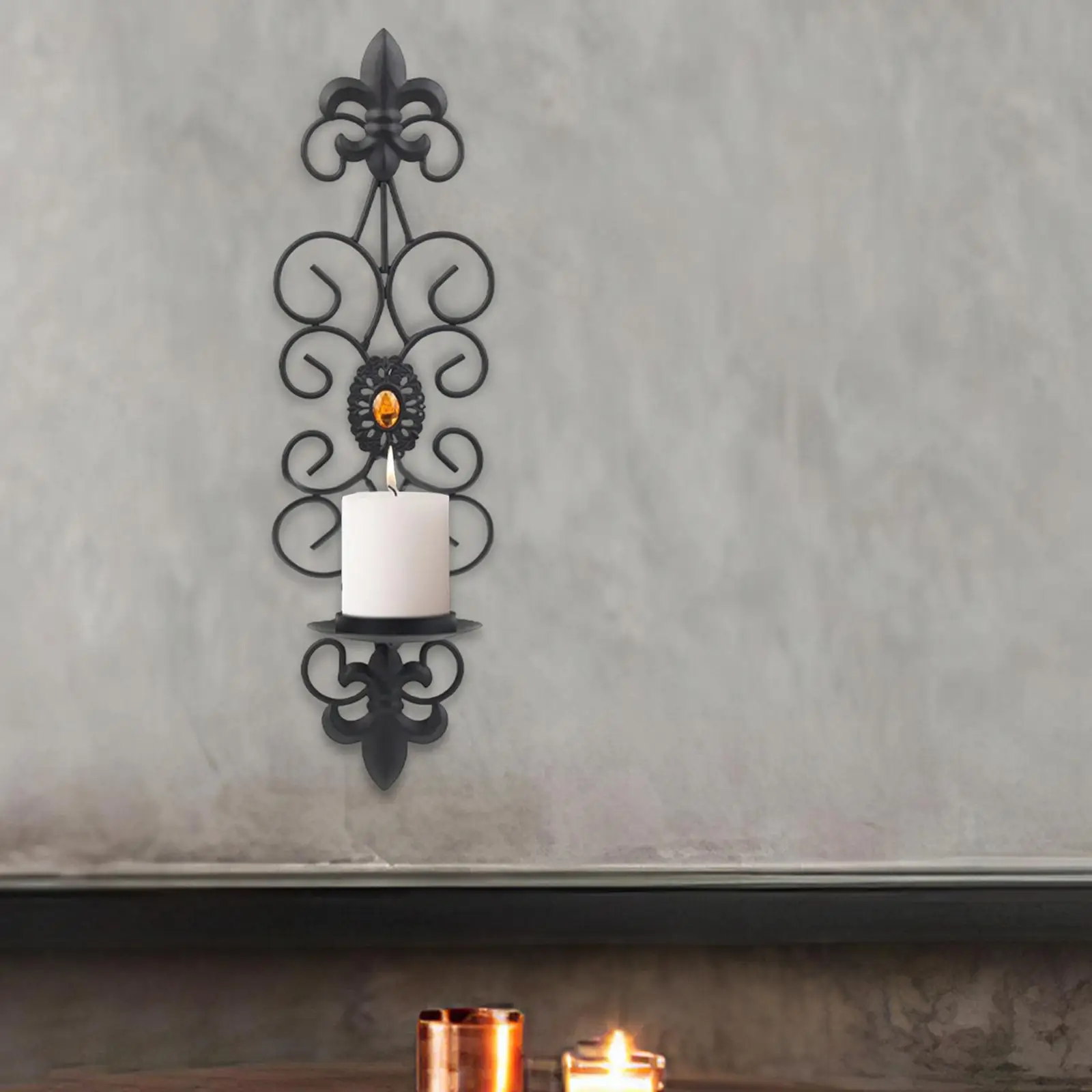 Hanging Tealight Candle Holders Wall Hanging Sculpture Antique Candlestick Stand Pillar Candle Holder for Living Room Home Decor