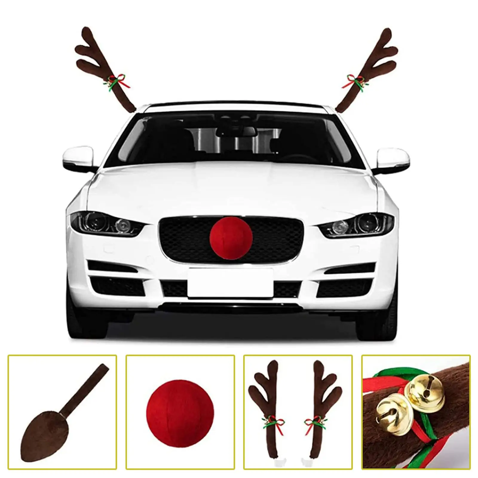 Car Reindeer Antlers & Nose Decorations Set Chrictmas Gift Party Accessory Car Costume Auto Accessories for car SUV
