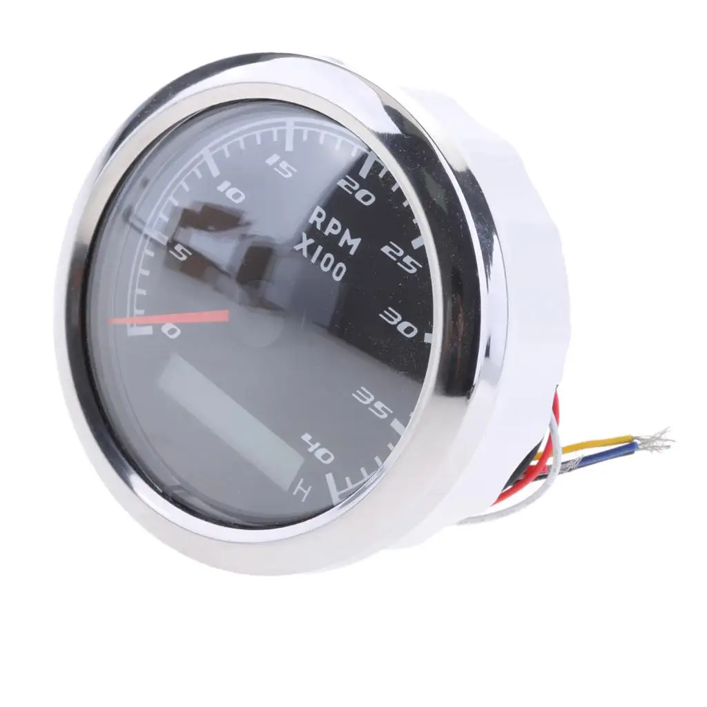 LCD Hour Meter 9-32V 0-4000 RPM 85mm RPMmeter Gauge