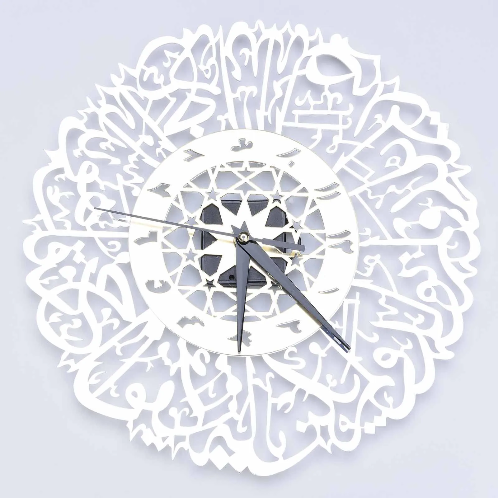 30cm Vintage Wall Clocks Home Acrylic Mirror Decoration Arabic Calligraphy Art Indoor Wall Clock Pendant Wall Clock For Home