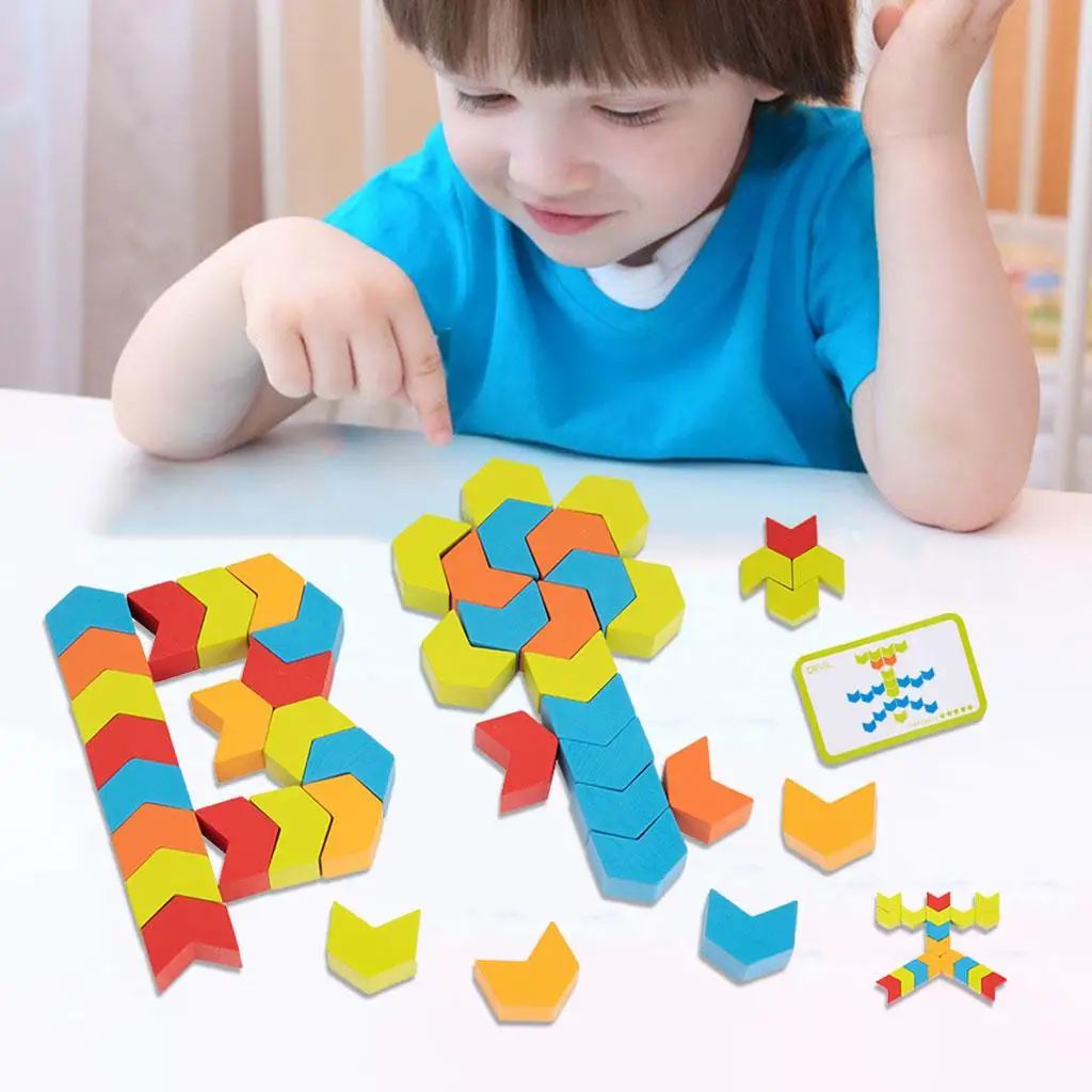 30 Pieces Wooden  Game Jigsaw  Educational Montessori 3D Logical Creative Set Classic Images Toys for Children Baby Preschooler