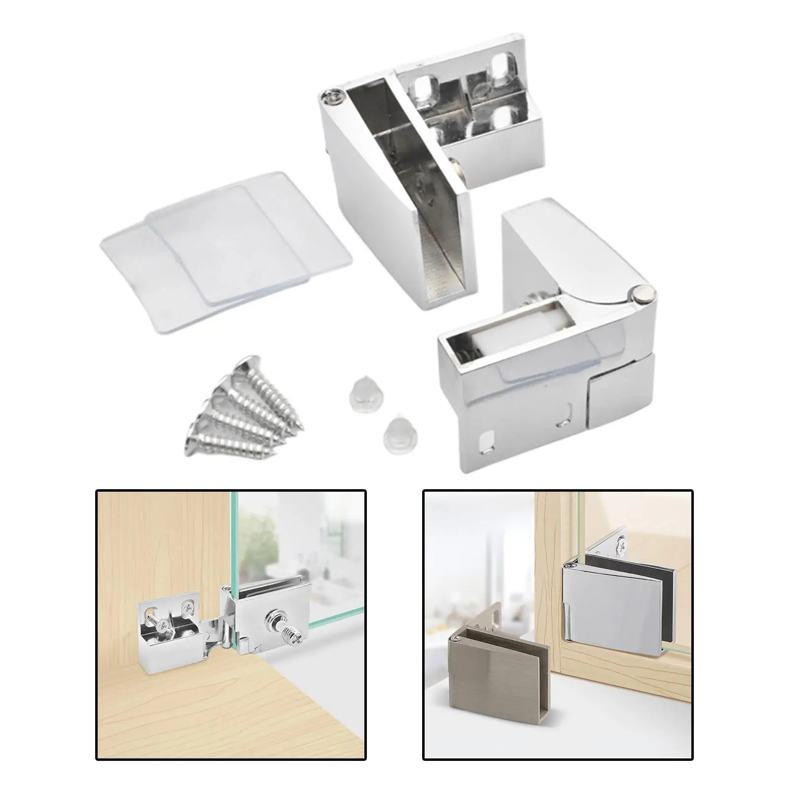 Glass Door Hinge Cabinet Hinges Heavy Duty Closer with Screws Clamp Side Mounted Hardware for Wardrobe Cupboard Replacement