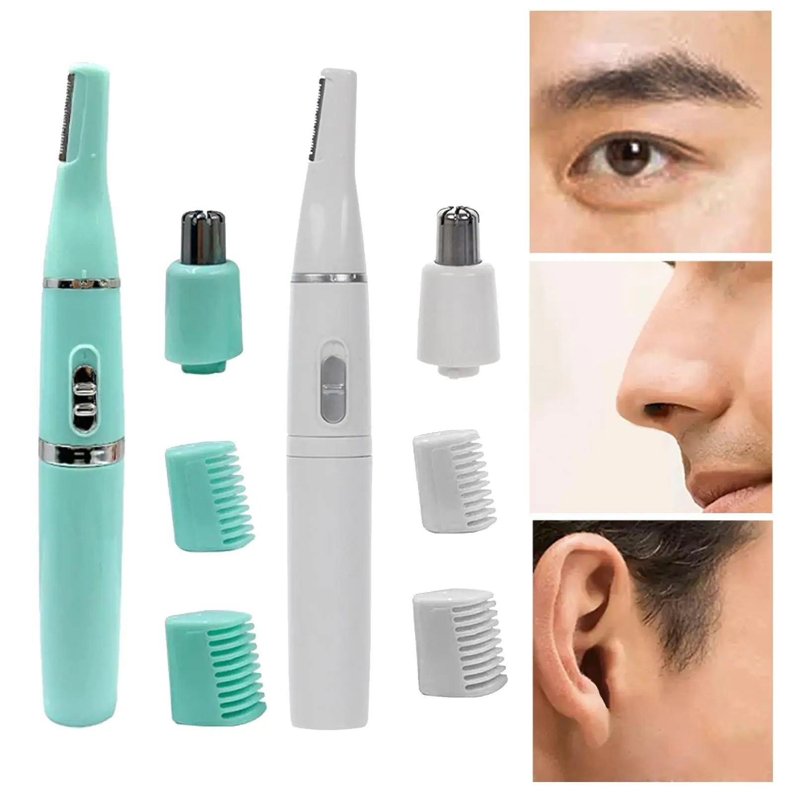 Nose Eyebrow Trimmer Two in One Easy to Clean Washable Blades Electric Eyebrow Comb for Travel Household Nose Hair Shaver Men