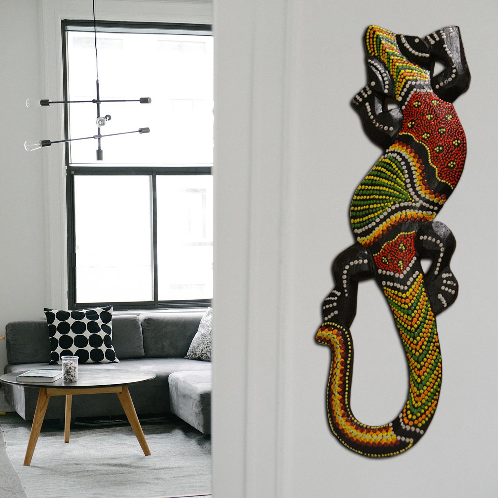 Gecko Sculpture Handicraft Wood Art Wall Decoration Bathroom Outdoor