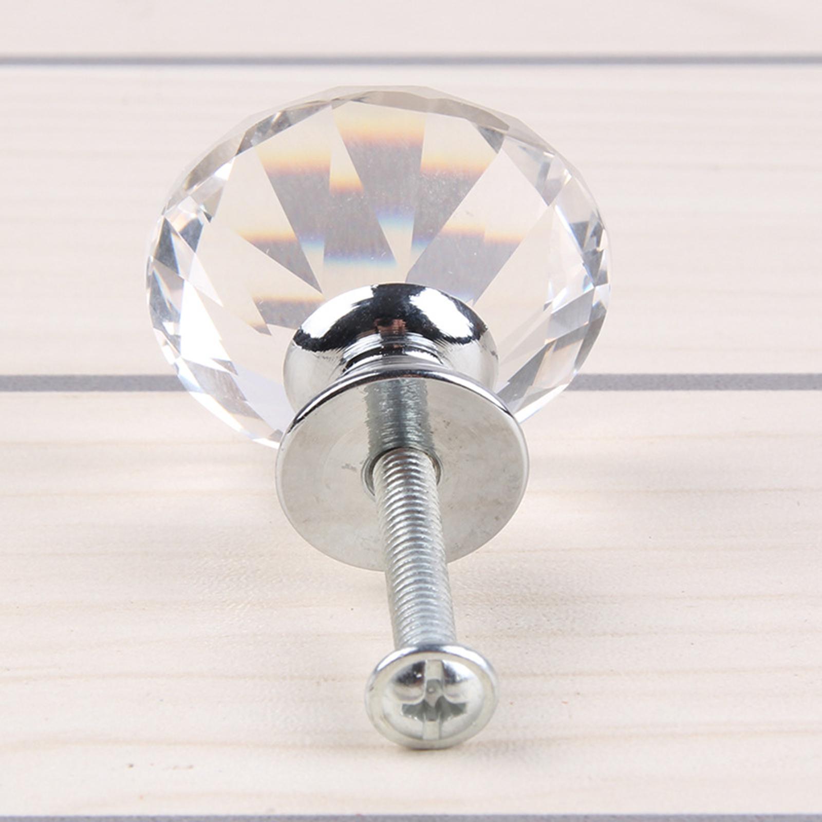 Set of 10 30mm Crystal Glass Drawer Knobs Pulls Handles Durable Fashion