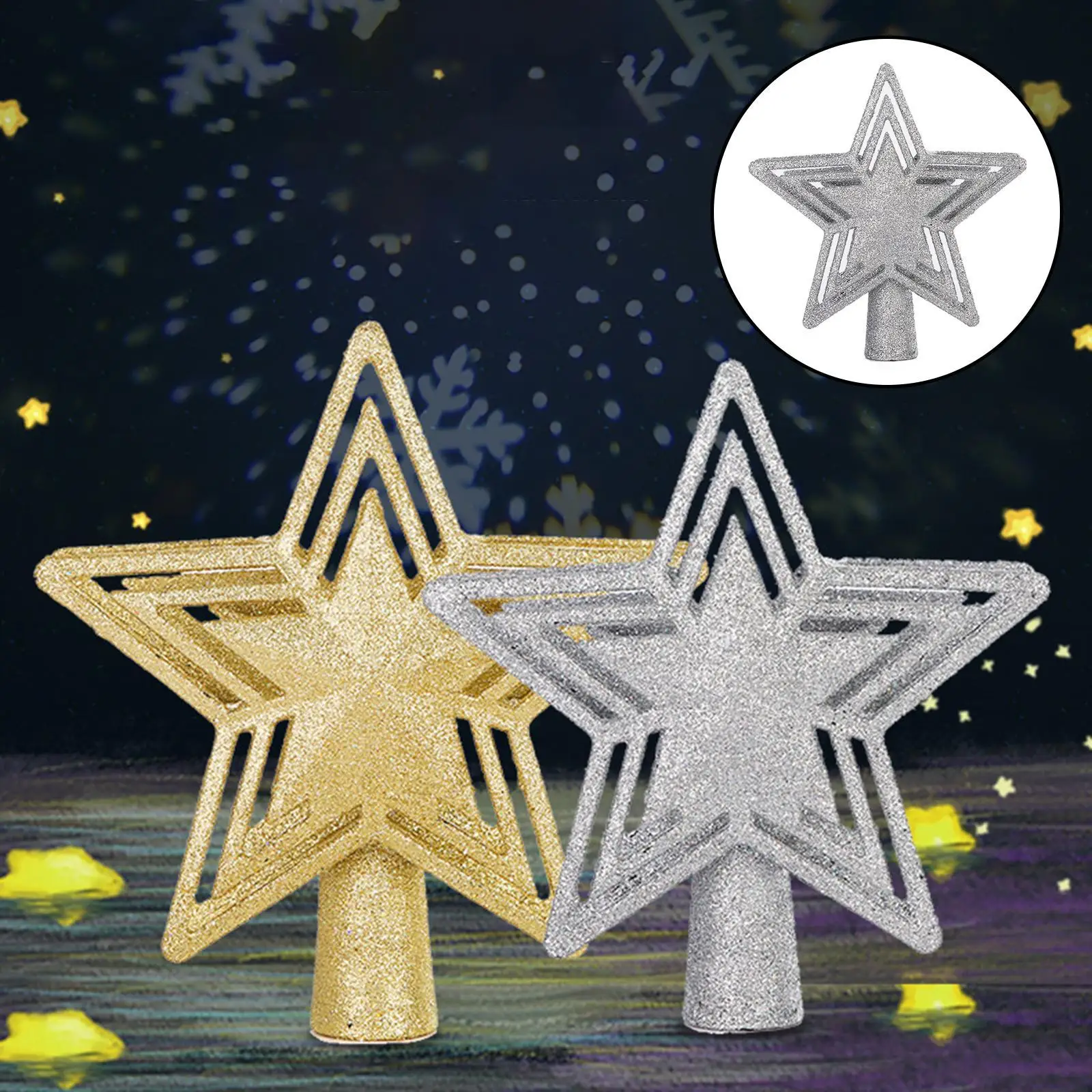 Shiny Christmas Lighted Star with Snowflake Light Xmas New Year Party Decoration