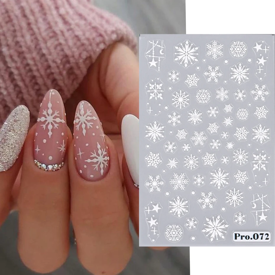 Best of 5D White Snowflake Nail Art Sticker Embossed Star New Year Nail Decals Designs Self Adhesive Sliders Foils Manicure Decorations Reviews & Tips