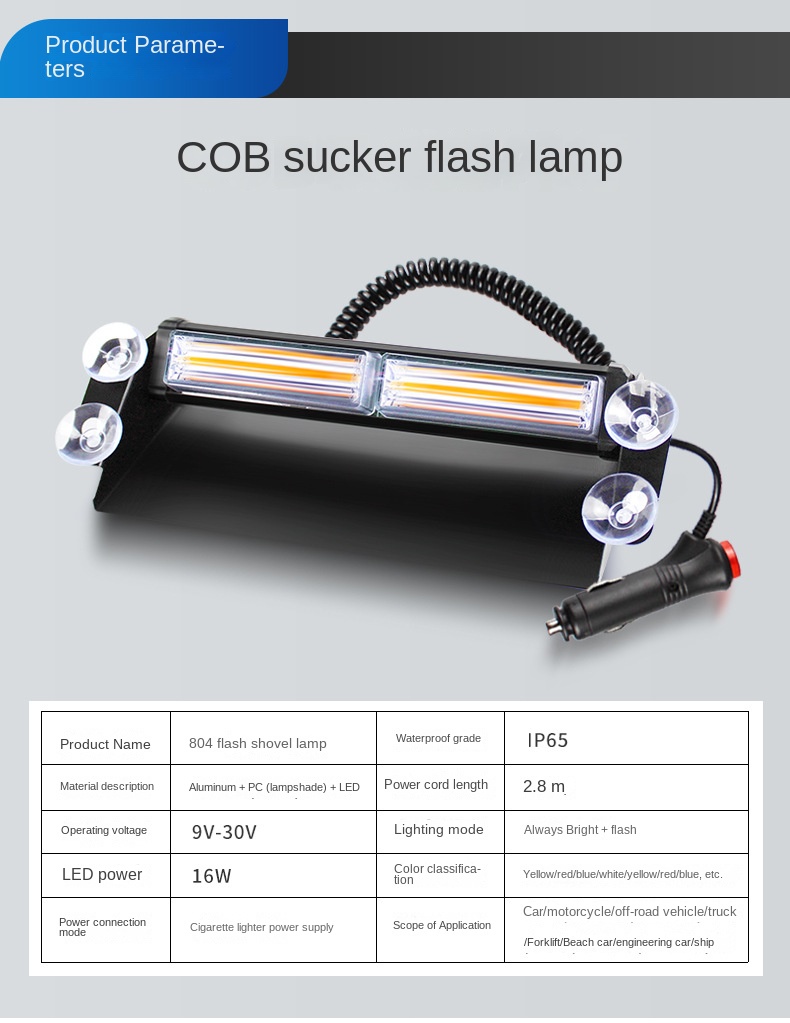 Car Wagon Front and Rear Windshield Glass Suction Tray Flashing Warning Light - Versatile and Easy to Use