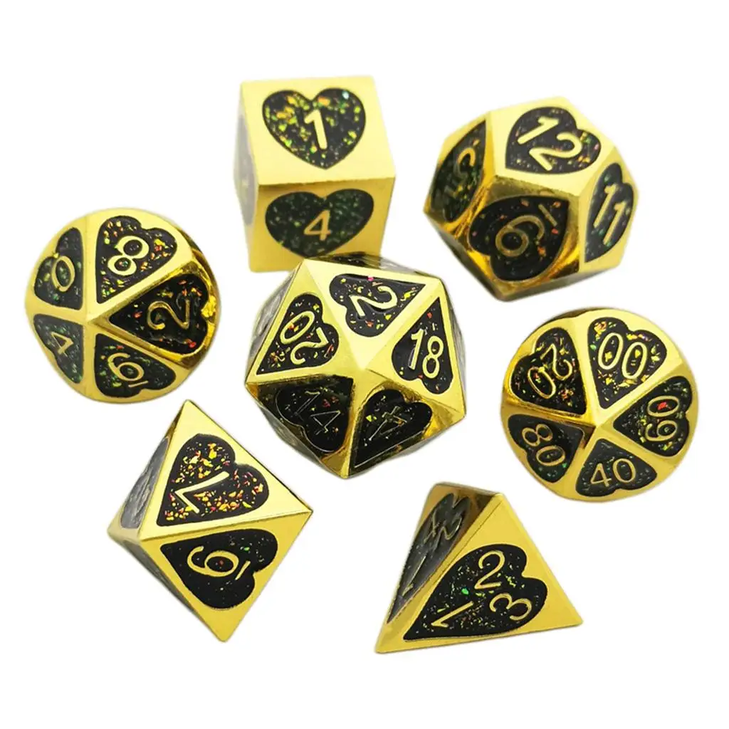 Set of 7pcs Numeral Polyhedral Dice Set for Table Games Props Toys
