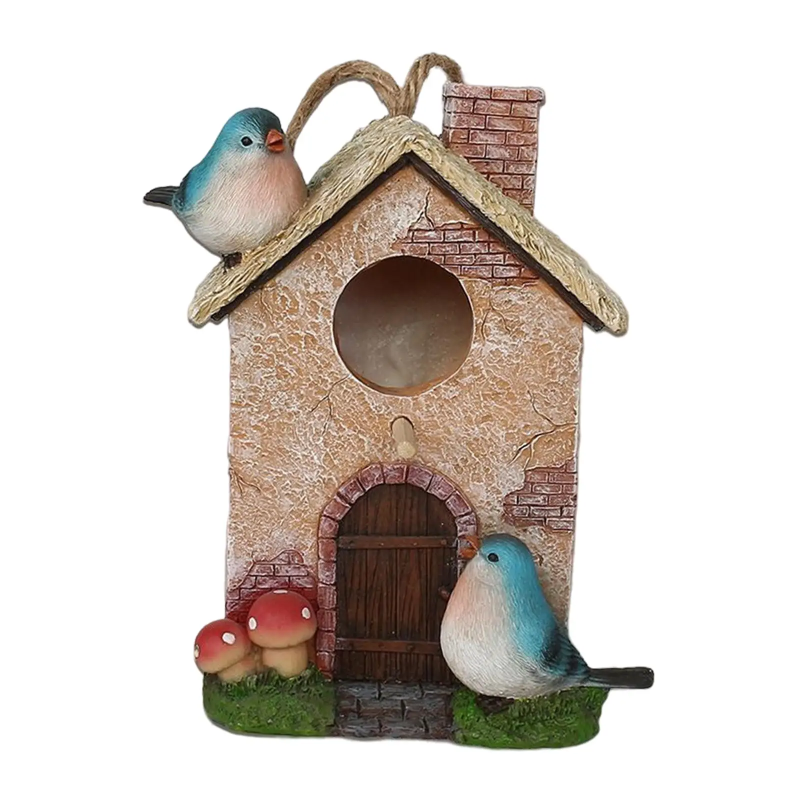 Hanging Bird House Cozy Resting Place Bird Cage Roosting Shelter Bird Nest Hand Painted Bird Hut for Outdoor Window Lawn Outside