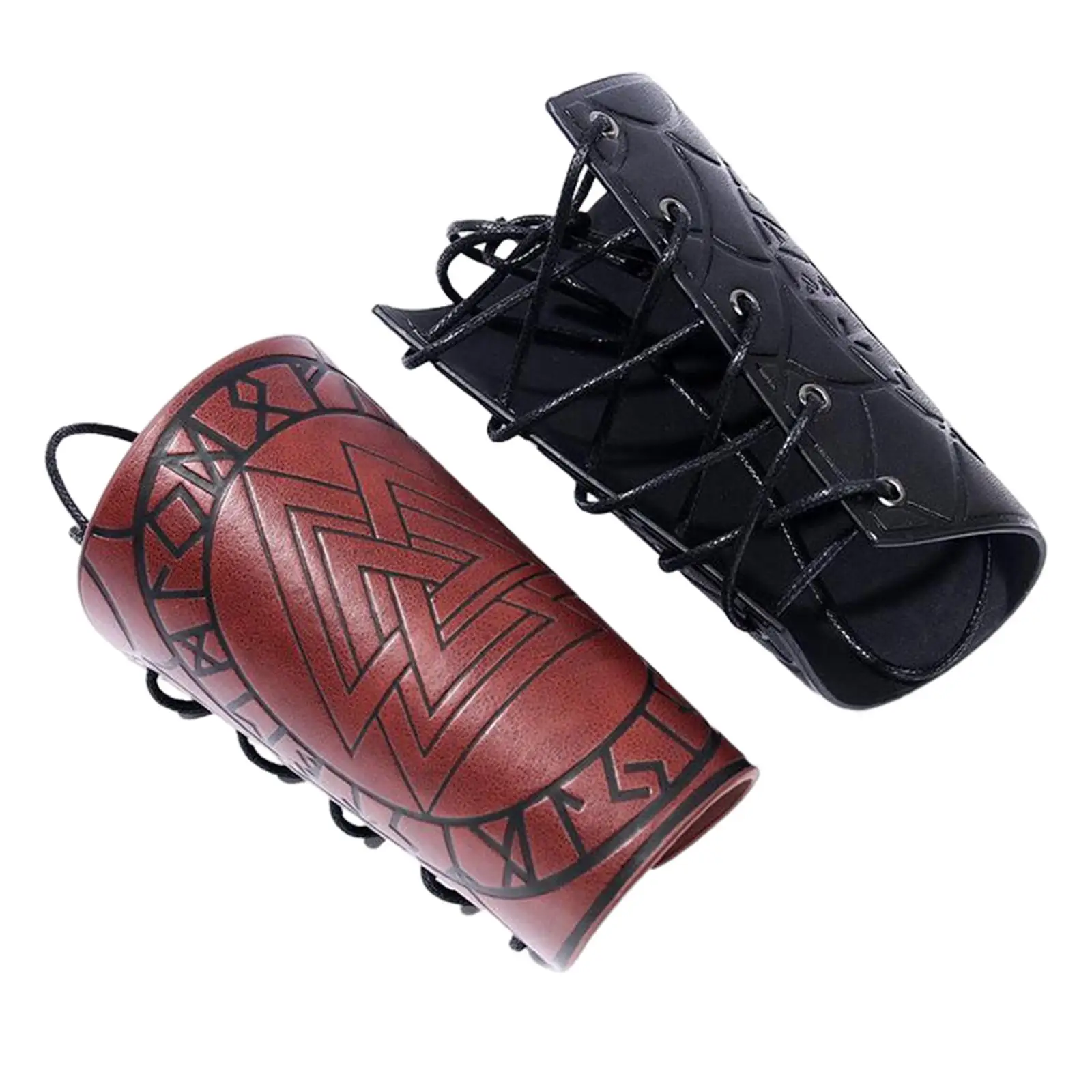 Medieval Leather Gauntlet Wristband Wrist Guard Triangle Pattern for Larp