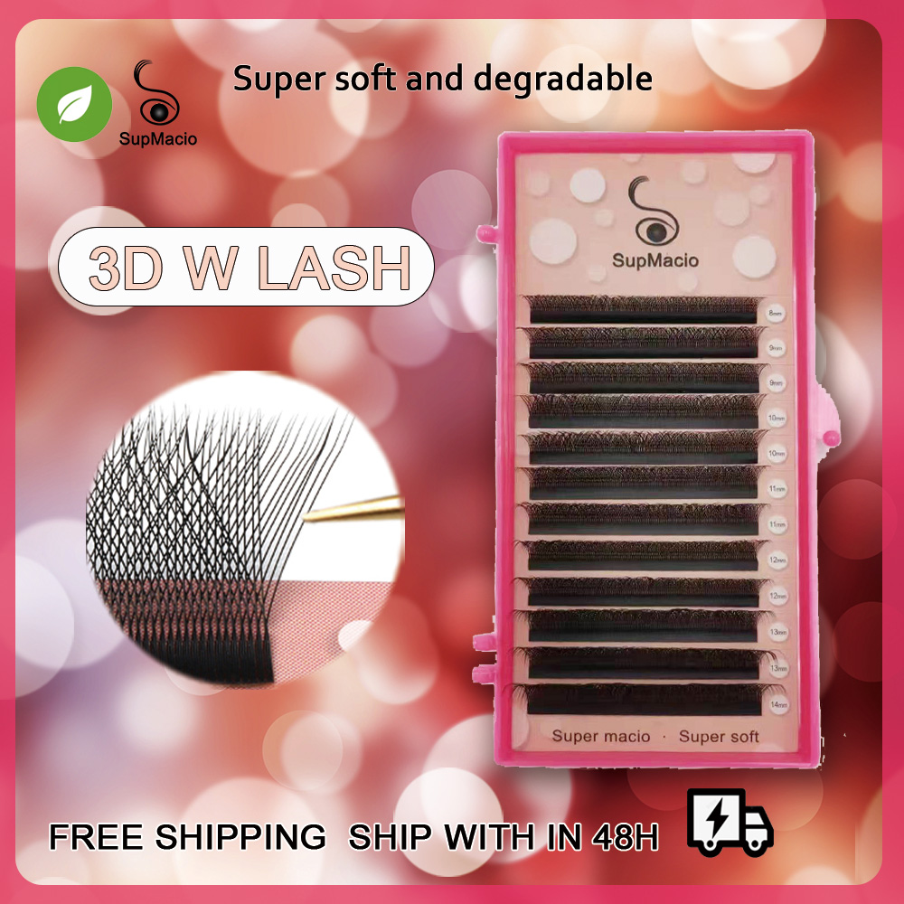 Best of Supmacio 3D W Lashes W Shape Eyelash Extension 3D 0.07 D Curl Natural Soft Volume Cilios W Style Bloom Eyelashes Private Label Reviews & Tips