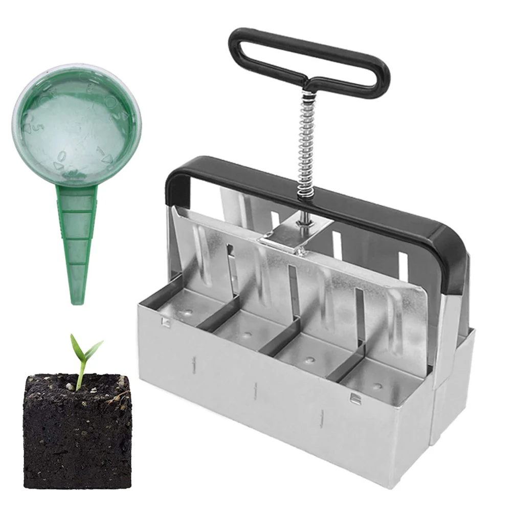 Handheld Manual Quad Soil Blocker with Comfort-Grip Handle Create 2 Soil Block 