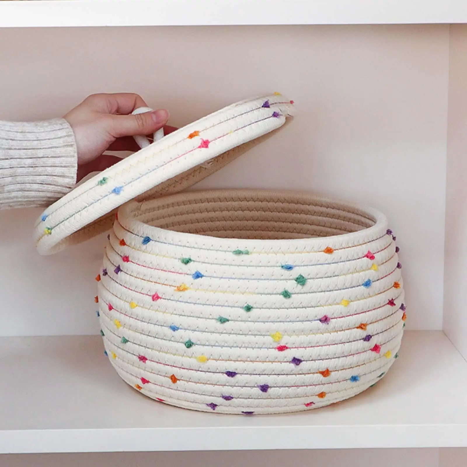 Storage Basket Hand Woven Desktop Organizer for Sundries Cosmetics