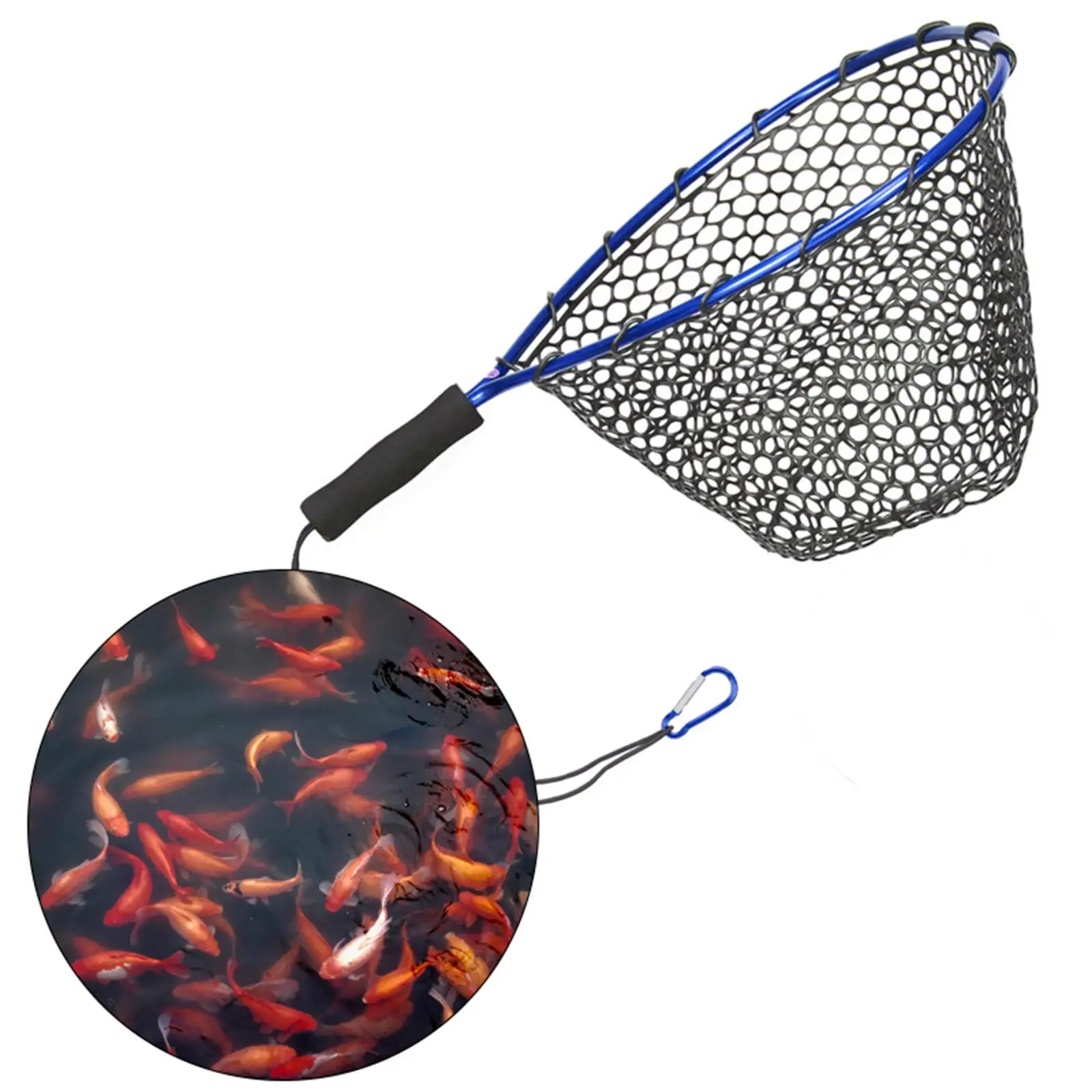 Landing Net No Folding Shrimp Cage Pole Handle Salmon Net Fishing Trap Fish Scoop Dip Fishing Mesh Trout Dip Big Fish Fishing