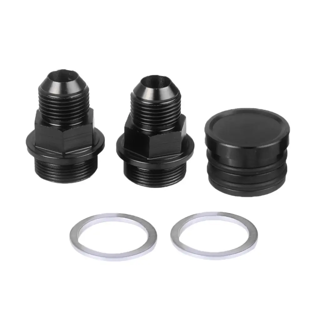 BLACK REAR BLOCK BREATHER FITTINGS AND PLUG FOR B16 B18C CATCH CAN M28 