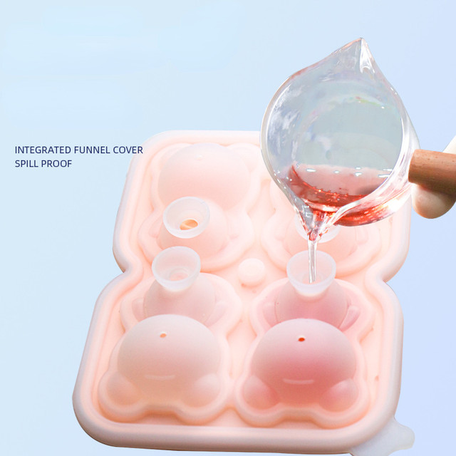 4 Grid Bear Ice Cube Mold Silicone Ice Tray Popsicle Ice Cream Frozen Ice  Ball Ice Box Ice Mold Kitchen Accessories - AliExpress