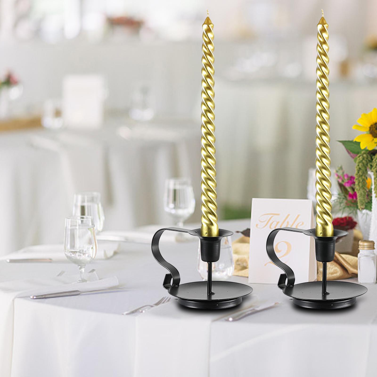 Taper Candle Holders Set of 2 Table Centerpiece Simple Black Candlestick for