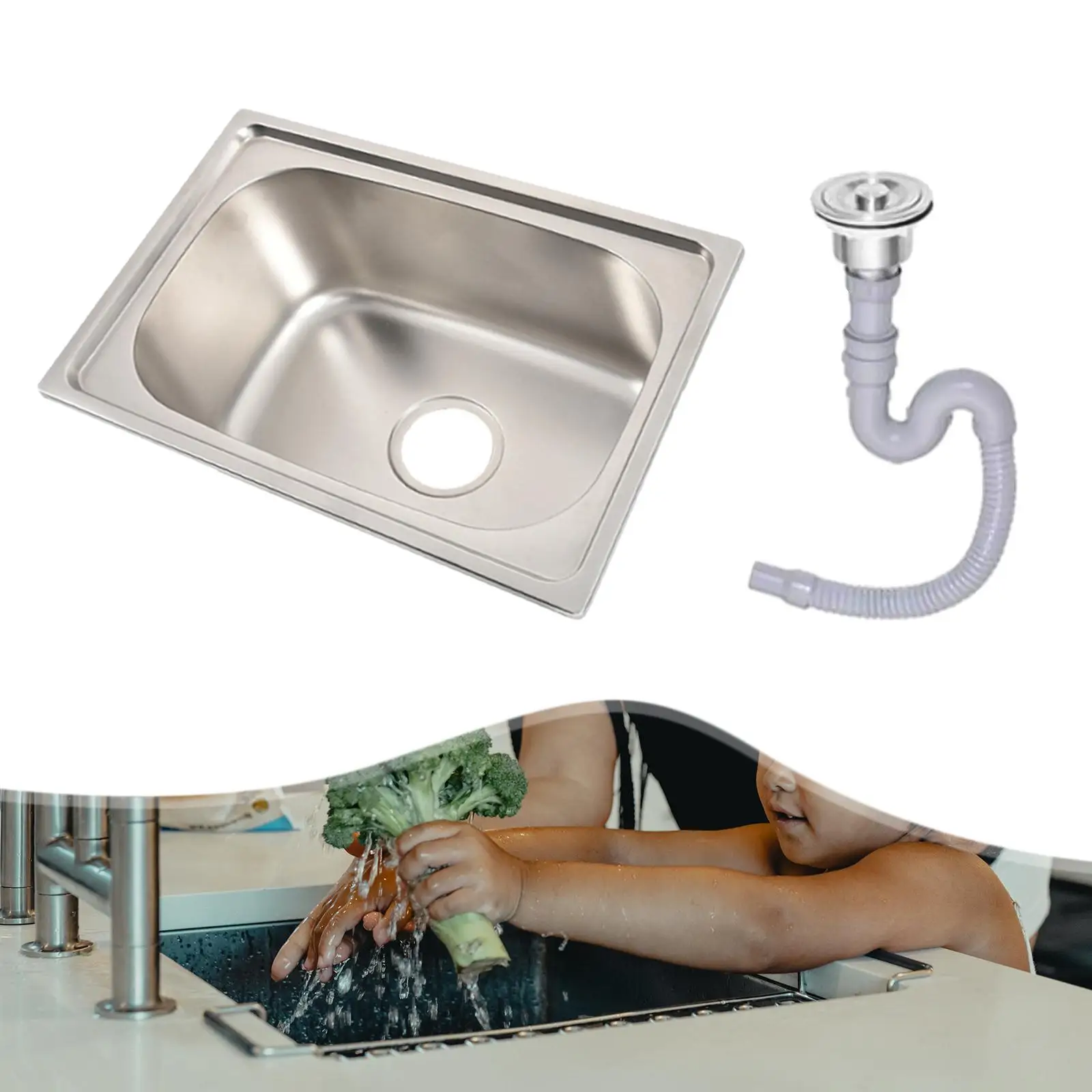 Stainless Steel Kitchen Sink Washing and Food Prep Easily Clean Durable Washing