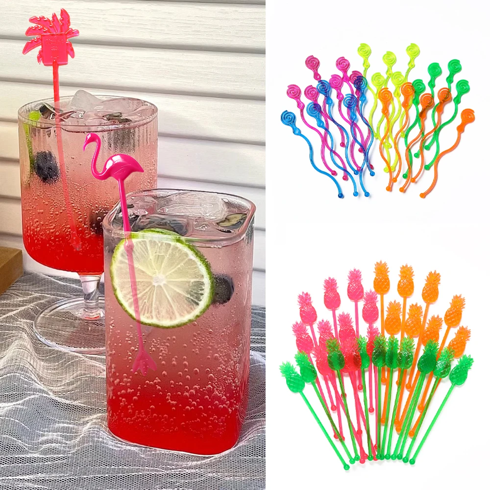 Colorido Verão Suco Bebida Agitadores, Flamingo Cocktail