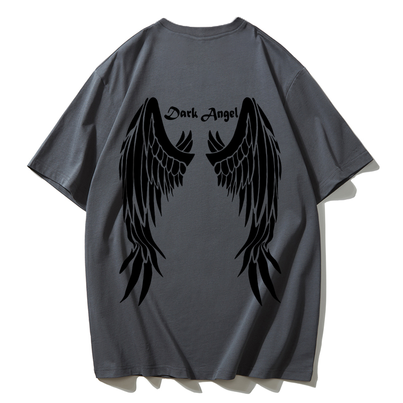 Casual O-neck Angel Wings Printed Plus Size T Shirts for Women