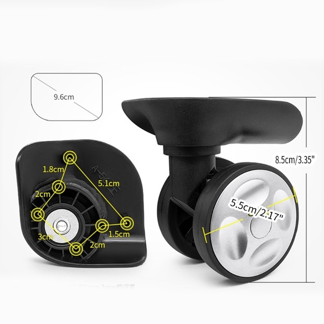 Leapiture 1 par de ruedas para maleta, ruedas giratorias para equipaje, kit  de repuesto de rueda giratoria silenciosa, ruedas giratorias para maletas