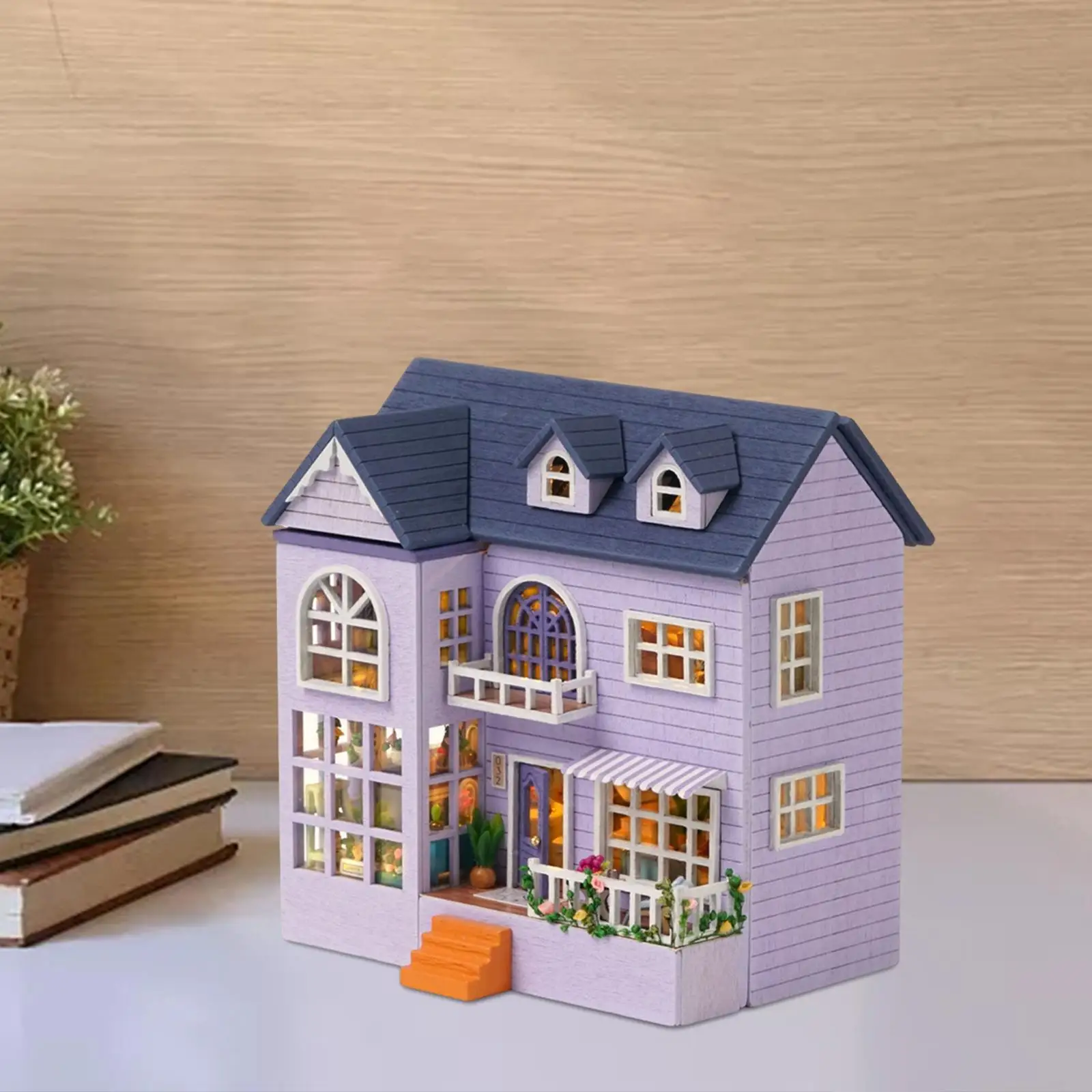 Creative Miniature Kit Doll House W/ LED Lights & Furniture Set 3D Wooden Puzzle Valentine`S Gift
