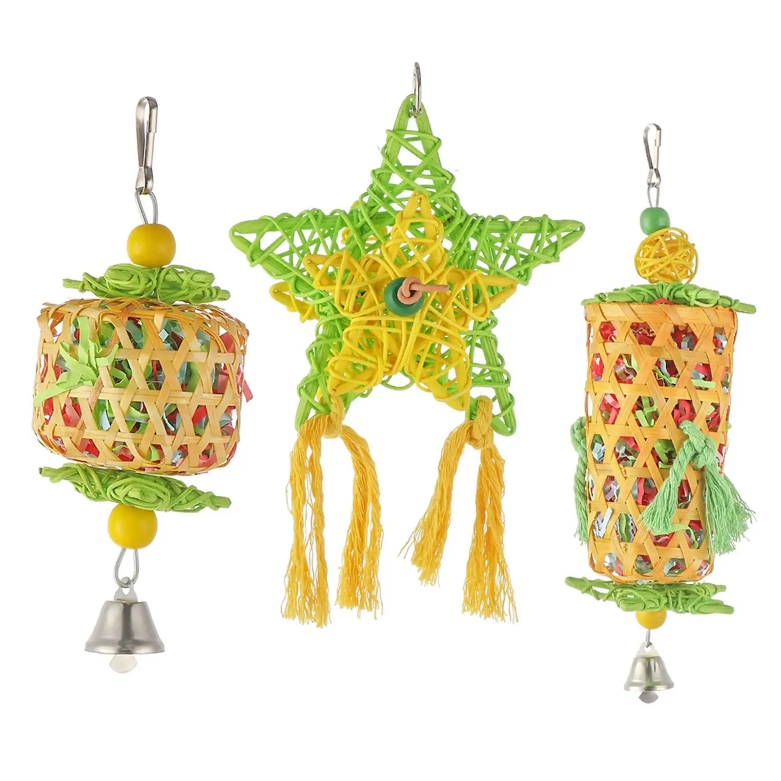 3Pcs Parrot Toys Hanging Swing Cage Bird Chewing Toy for Budgie Finches