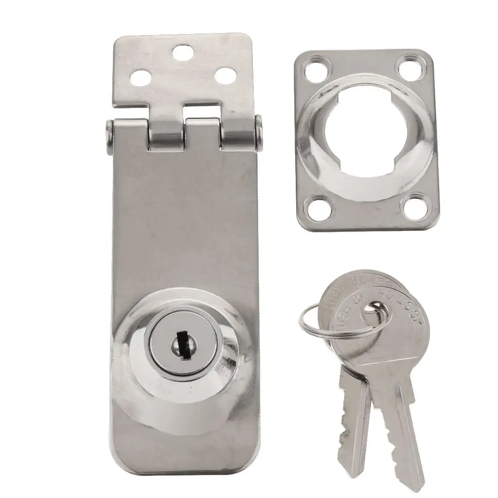 304 Stainless Steel Marine Grade Key Locking Hasp 1-1/8 x 3 Inch Boat Marine