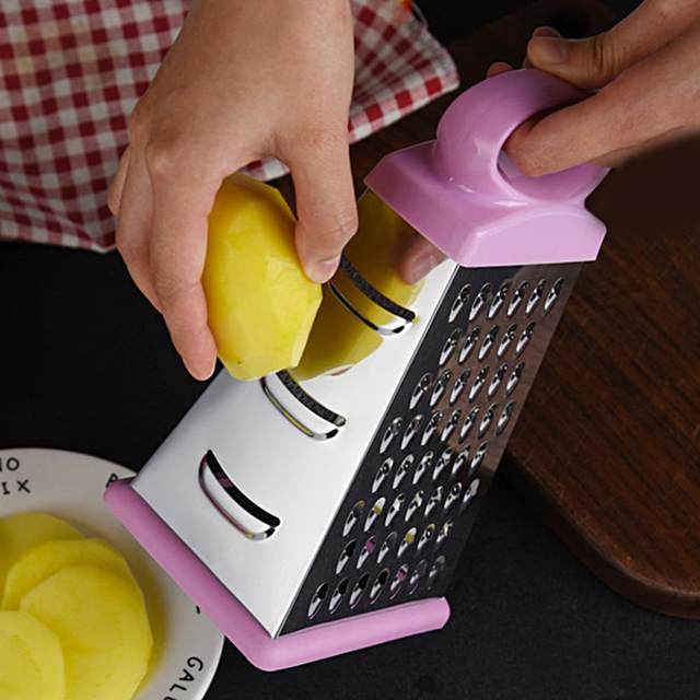 Vegetable Grater Non-Slip Base Ergonomic Handle with Non-slip Rubber Ring  Four-side Potato Cheese Grater Vegetable Cutter for Re - AliExpress