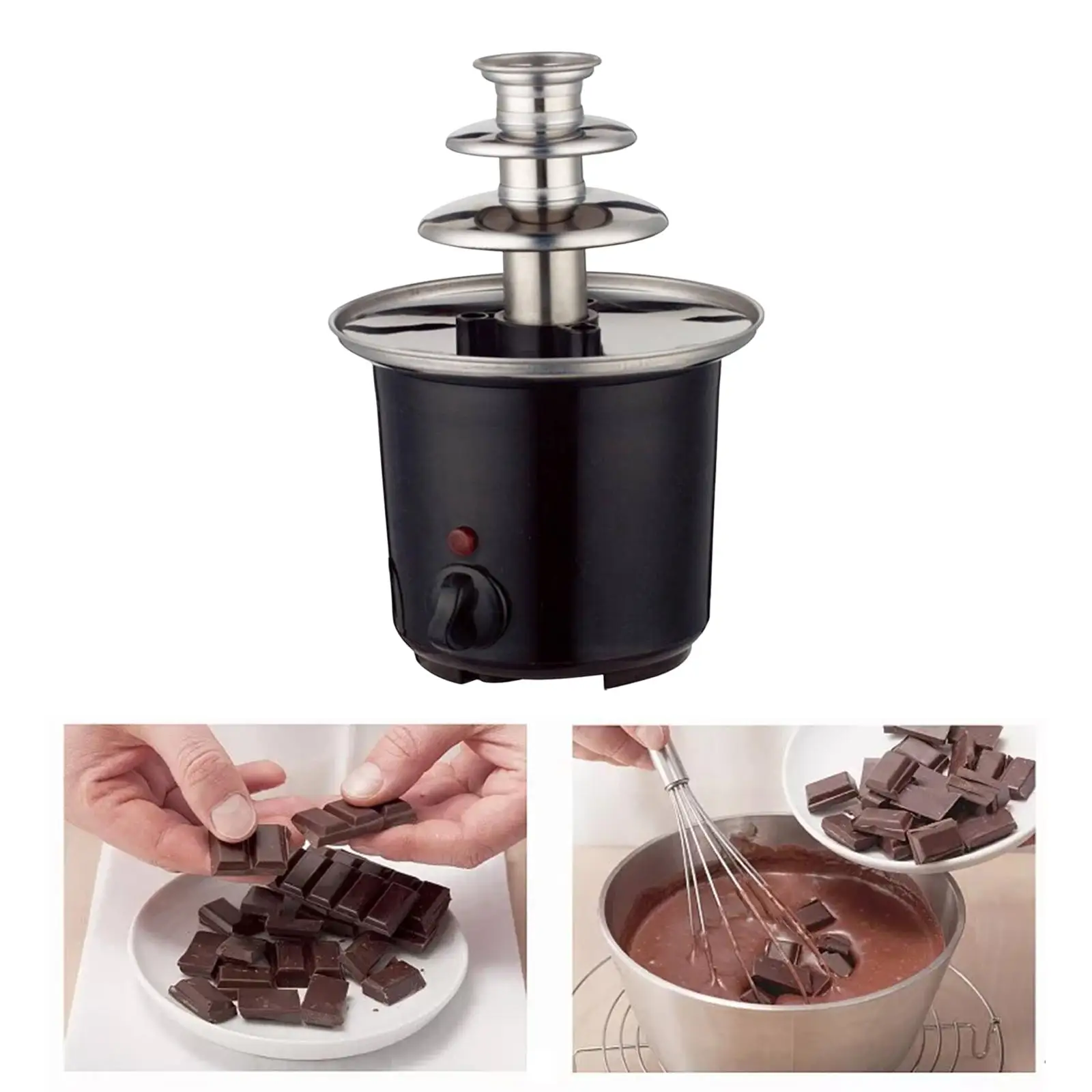 Chocolate Fondue Fountain Plug:EU 3 Tiers DIY Waterfall Chocolate Fountain for Nacho