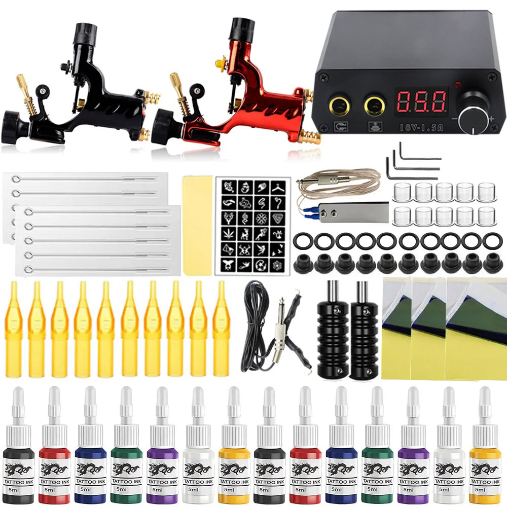 Best of Complete Rotary Tattoo Machine Kit Professional Tattoo Rotary Gun Set With Power Supply Tattoo Needles Ink For Tattoo Beginner Reviews & Tips