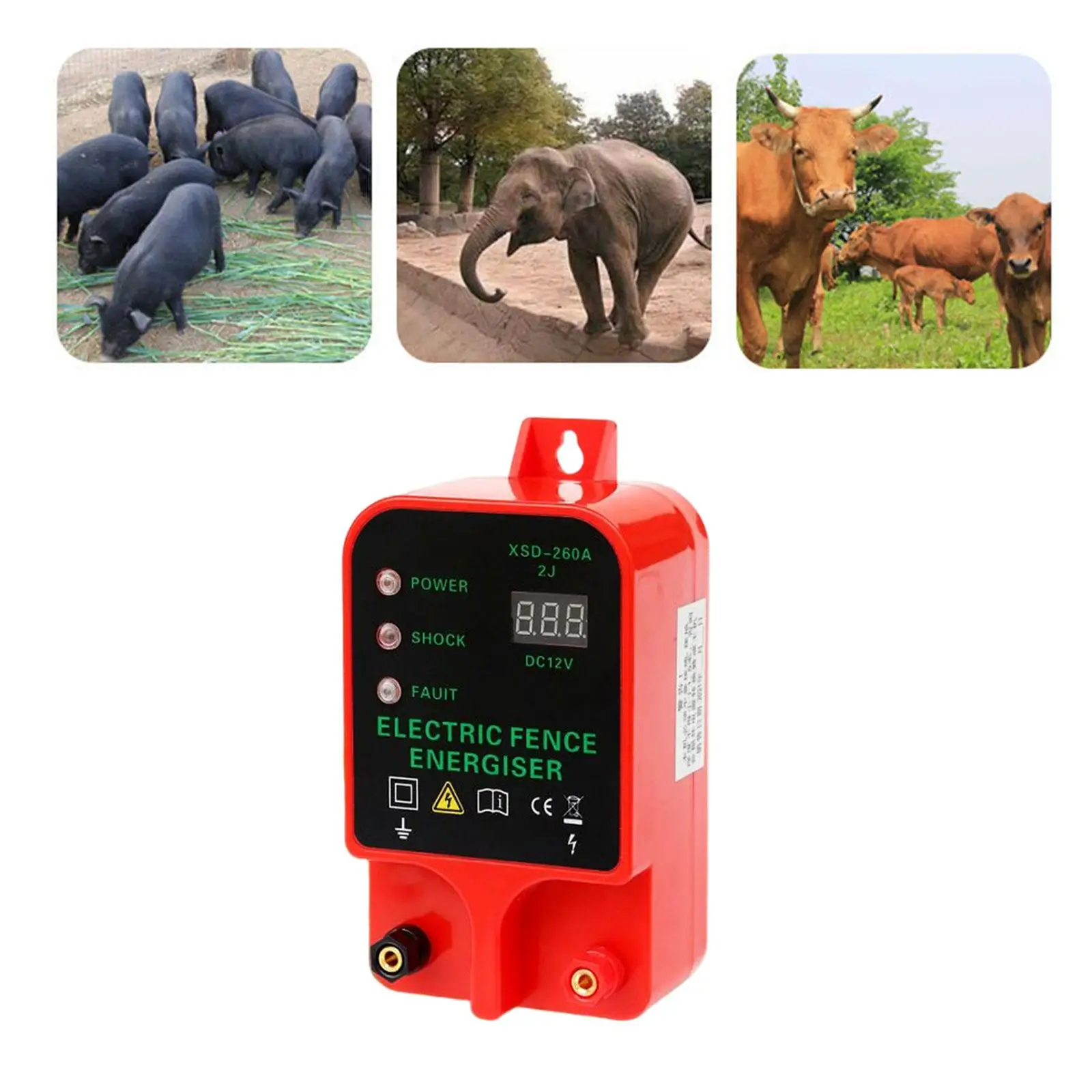 Portable Electric Fence High Voltage Durable 10km Agricultural Fencing Rechargeable for Cattle Sheep Poultry EU Plug