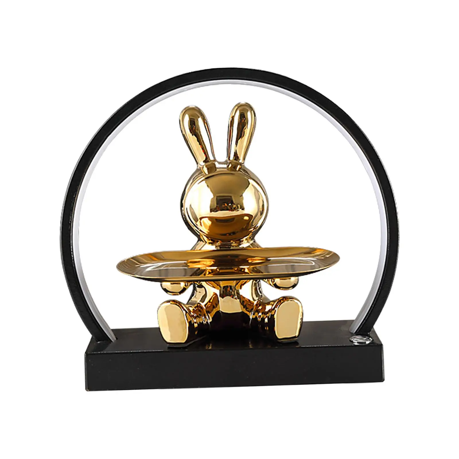 Rabbit Figurine Ceramic Sculpture Jewelry Earrings Tray Bunny Figurine Statue Table Organizer Home Decorations for Restaurant