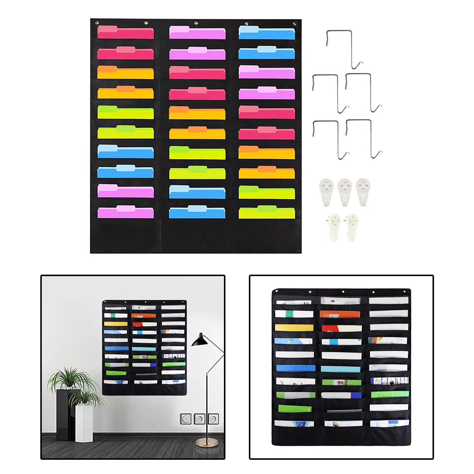 Heavy Duty 30  Hanging File Organizer,  Storage Pocket Charts with Hardware, Great for Classroom, School, Home Or Office Use