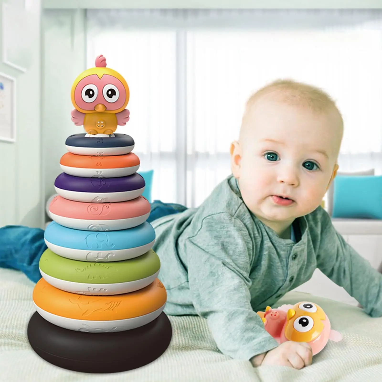 Baby Stacking  Circles Stackable Early Learning Developmental Montessori Rainbow Sorter Puzzle  Game for Toddlers Kids