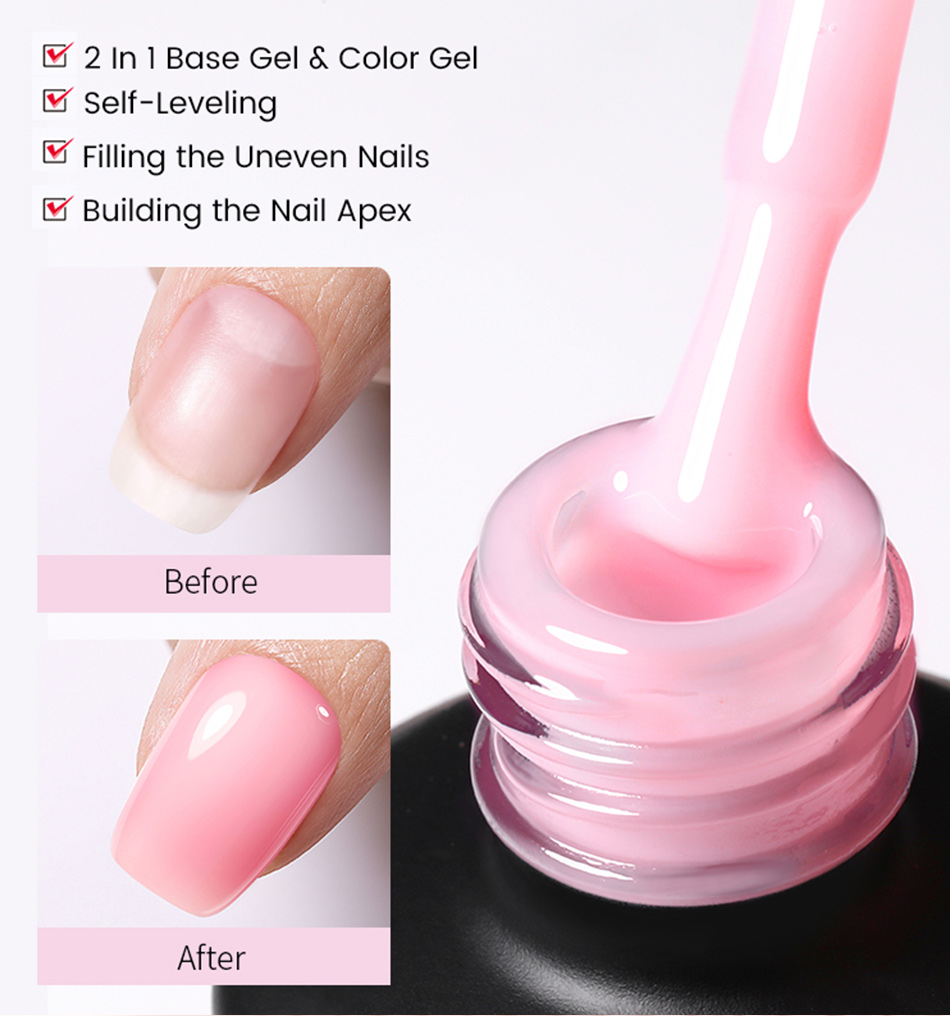 Description Picture 6 of itemBORN PRETTY Rubber Base Gel Nail Polish Pink White Base Gel Top Coat Jelly Semi Transparen French Soak Off UV Nail Art Varnish