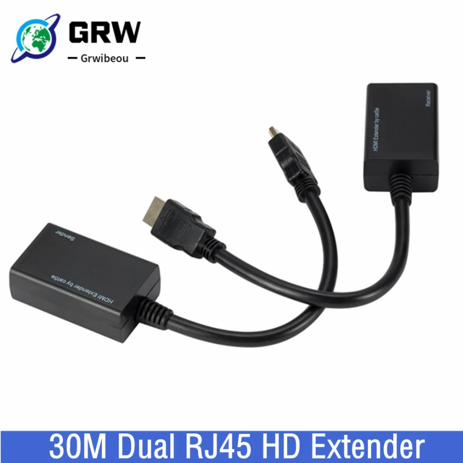 Un Extensor HD Dual RJ45 de 30M, que es un dispositivo que se utiliza para extender la señal de vídeo y audio de alta definición a largas distancias mediante cables Ethernet.