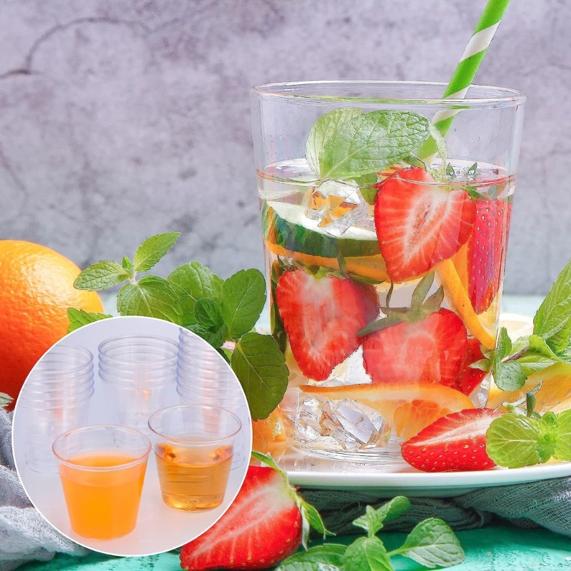 100 Stück wiederverwendbare Schnapsgläser aus Kunststoff, 30 ml, Schnapsbecher für Partys, transparente Schnapsbecher, starke, langlebige Becher für Bankette, Partys – Detail 4