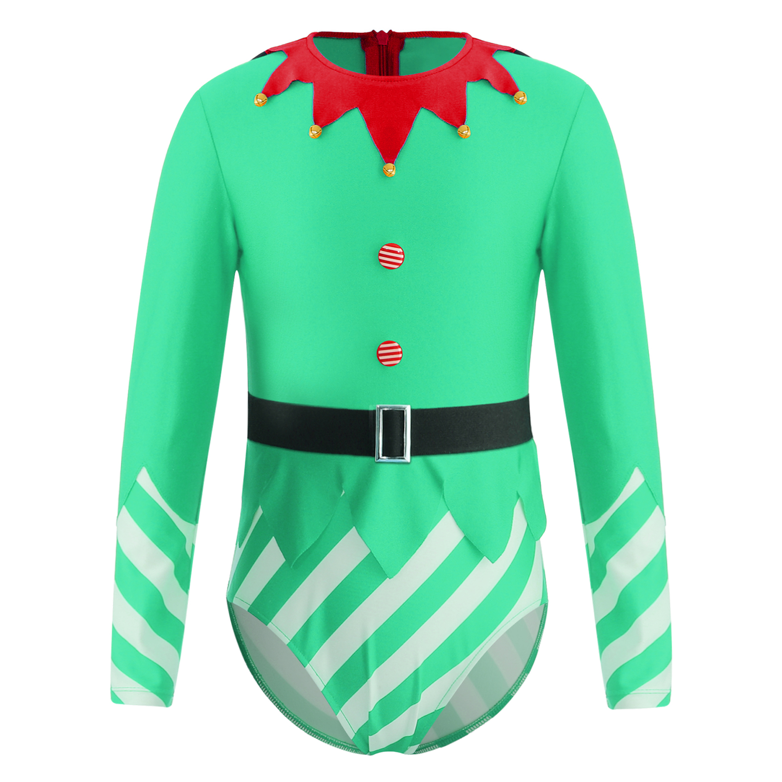 Kinder Mädchen Weihnachten Elf Santa Kostüm Langarm Streifen Gymnastik Trikot Ballett Tanz Overall Weihnachten Neujahr Party Tanz kleidung – Detail 17